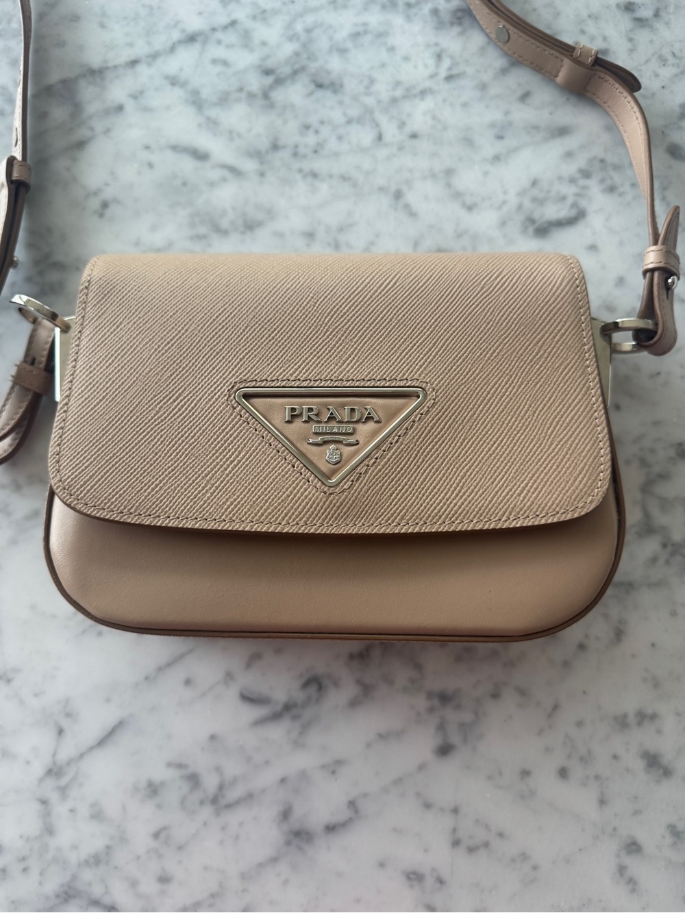 Prada Nude Saffiano Leather Crossbody Bag